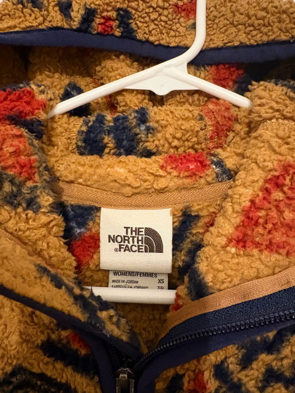 The North Face Women's Mustard Multicolor Sherpa Pullover Hoodie - Picture 3 of 3